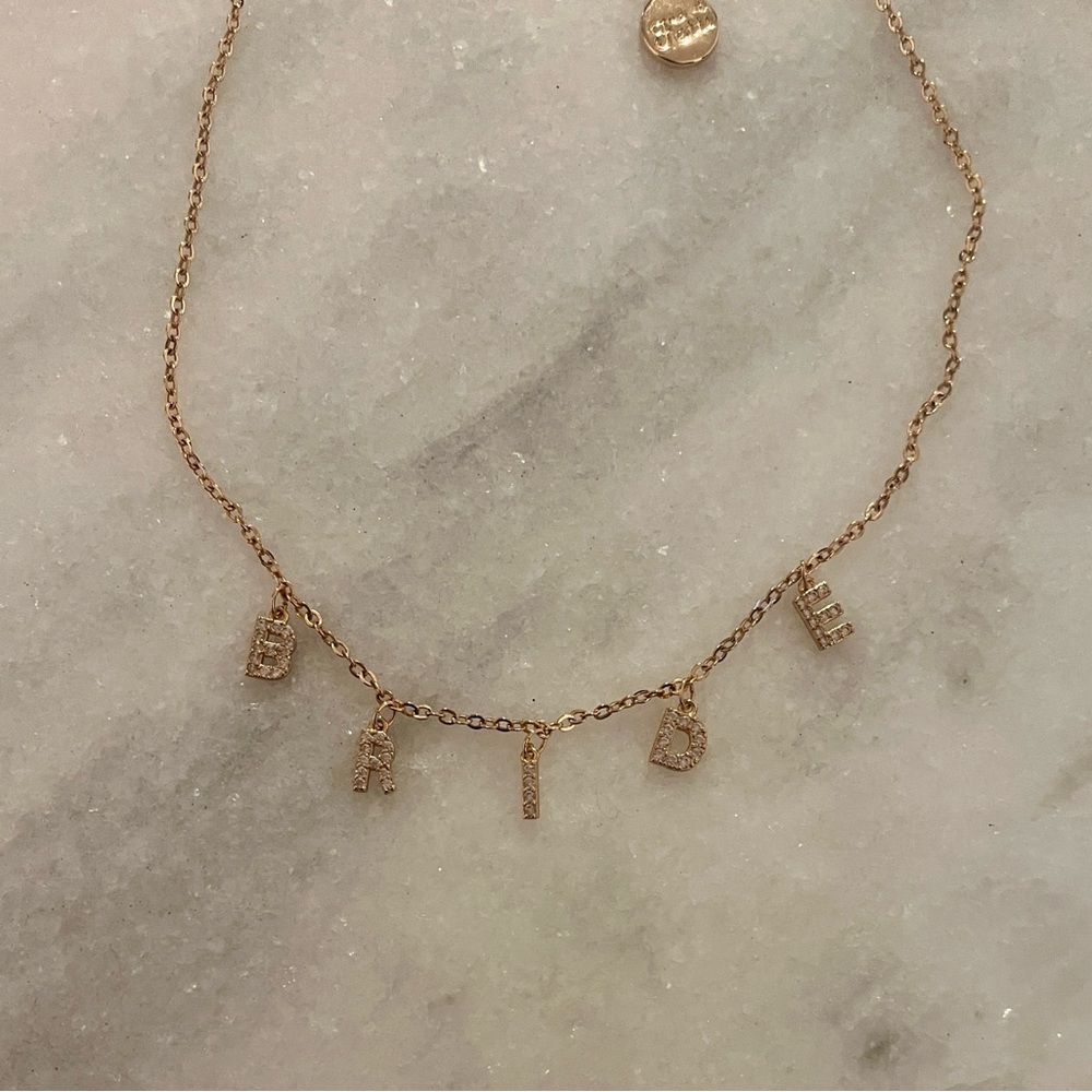 Chic Gold 'BRIDE' Charm Necklace